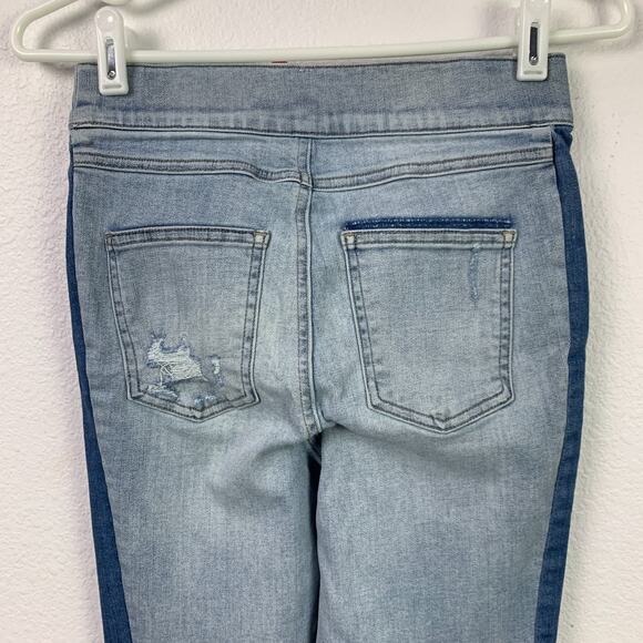 Spanx Side Stripe Skinny Pull On Light Blue Wash Jeans Size Small 20234R - Picture 6 of 11